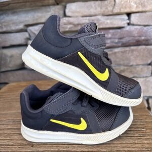Nike KIDS BABY TODDLER SIZE 7C Downshifter 8 Shoes Black/Yellow Check Sneakers